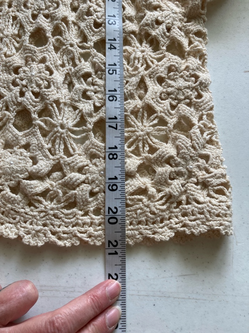 Moda International Cream Crochet Floral Cardigan with Pearl Buttons - Picture 9 of 9